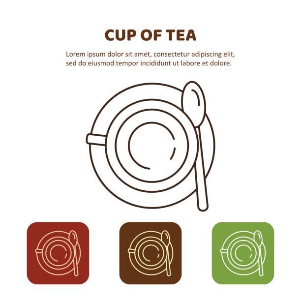 stockillustraties, clipart, cartoons en iconen met lijn pictogram kopje thee.  top vie - kookeiland