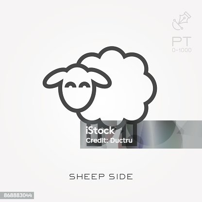 istock Line icon sheep side 868883044