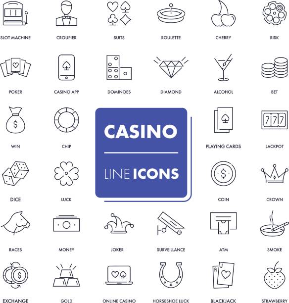 ilustrações de stock, clip art, desenhos animados e ícones de line icons set. casino - casino icon