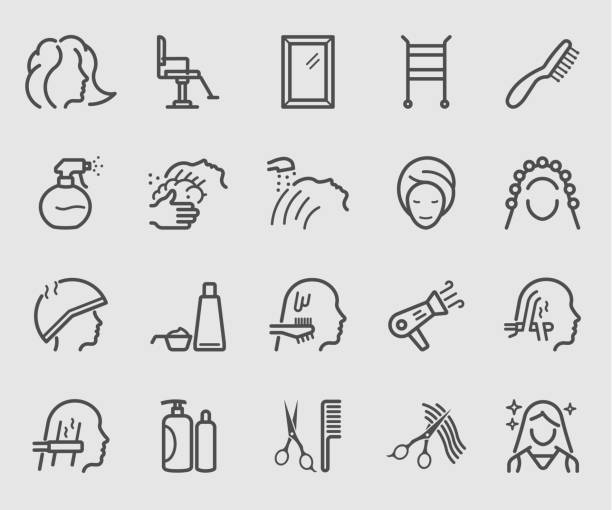 Line icons set for Hair Salon Line icons set for Hair Salon hair structure stock illustrations