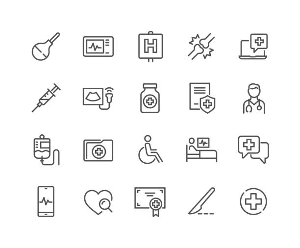 Line Medical Icons Simple Set of Medical Related Vector Line Icons. 
Contains such Icons as Doctor, Ultrasound, Case History and more.
Editable Stroke. 48x48 Pixel Perfect. belarus stock illustrations