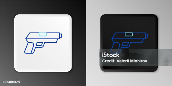 istock Line Pistol or gun icon isolated on grey background. Police or military handgun. Small firearm. Colorful outline concept. Vector 1365001428
