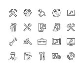 Simple Set of Repair Related Vector Line Icons. 
Contains such Icons as Screwdriver, Engineer, Tech Support and more.
Editable Stroke. 48x48 Pixel Perfect.