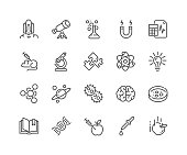 Simple Set of Science Related Vector Line Icons. Contains such Icons as Biology, Astronomy, Physics, Science Test, Lab and more. Editable Stroke. 48x48 Pixel Perfect.