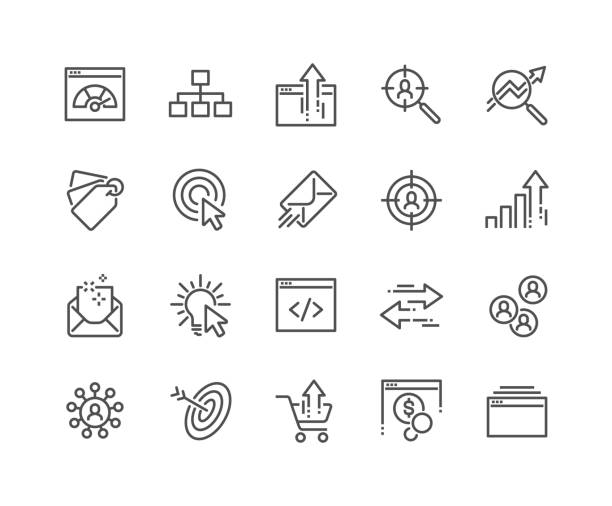 Line SEO Icons Simple Set of SEO Related Vector Line Icons. 
Contains such Icons as Increase Sales, Traffic Management, Social Networks and more. Editable Stroke. 48x48 Pixel Perfect. traffic stock illustrations