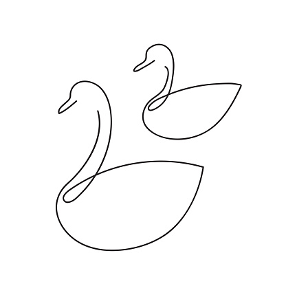Line swan, duck outline