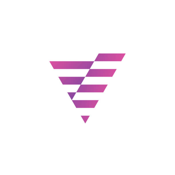 Linear sliding letter V logo design Cutout sliding letter V icon with lines. Technology business logo design. letter v stock illustrations