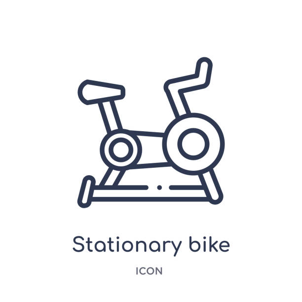 Linear stationary bike icon from Health outline collection. Thin line stationary bike icon isolated on white background. stationary bike trendy illustration Linear stationary bike icon from Health outline collection. Thin line stationary bike icon isolated on white background. stationary bike trendy illustration spinning stock illustrations
