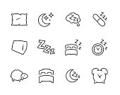 Simple Set of Sleep Related Vector Icons for Your Design.