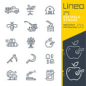 istock Lineo Editable Stroke - Agriculture and Farming line icons 1148830153
