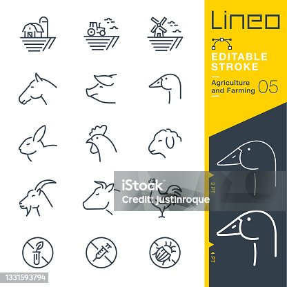 istock Lineo Editable Stroke - Agriculture and Farming line icons 1331593794