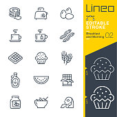 istock Lineo Editable Stroke - Breakfast and Morning line icons 1189107293