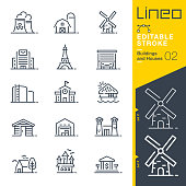 istock Lineo Editable Stroke - Buildings and Houses outline icons 1190991569