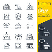istock Lineo Editable Stroke - Buildings and Houses outline icons 1190991572