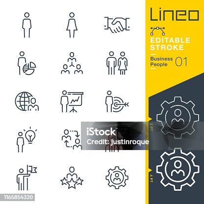 istock Lineo Editable Stroke - Business People line icons 1165854320