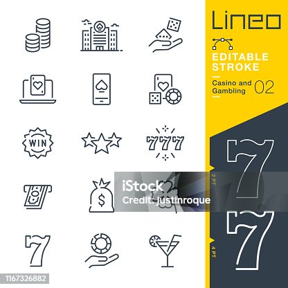 istock Lineo Editable Stroke - Casino and Gambling line icons 1167326882