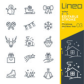 istock Lineo Editable Stroke - Christmas and New Year line icons 946213438
