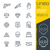 istock Lineo Editable Stroke - Crime, Law and Justice line icons 950355480