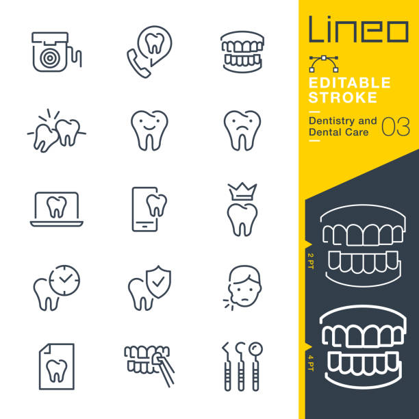 Lineo Editable Stroke - Dentistry and Dental Care line icons Vector Icons - Adjust stroke weight - Expand to any size - Change to any colour dentist stock illustrations