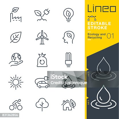 istock Lineo Editable Stroke - Ecology and Recycling line icons 831362856