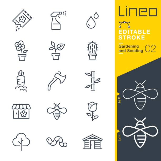 Lineo Editable Stroke - Gardening and Seeding line icons Vector Icons - Adjust stroke weight - Expand to any size - Change to any colour cactus icons stock illustrations