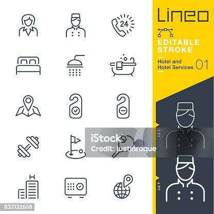 istock Lineo Editable Stroke - Hotel line icons 832132658