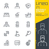 istock Lineo Editable Stroke - Hotel line icons 832132658