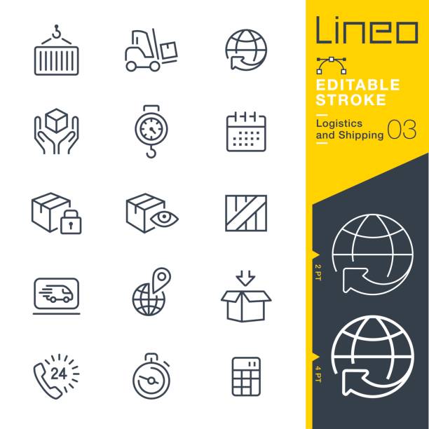 Lineo Editable Stroke - Logistics and Shipping line icons Vector Icons - Adjust stroke weight - Expand to any size - Change to any colour crate stock illustrations