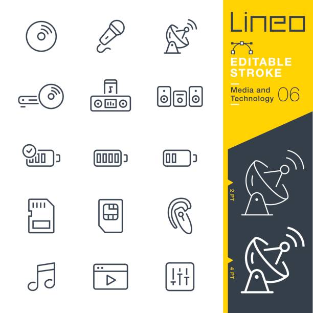 Lineo Editable Stroke - Media and Technology line icons Vector Icons - Adjust stroke weight - Expand to any size - Change to any colour dvd stock illustrations