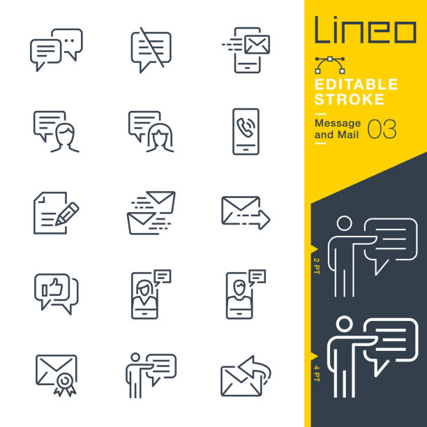 Lineo Editable Stroke - Message and Mail line icons Vector Icons - Adjust stroke weight - Expand to any size - Change to any colour communication symbols stock illustrations