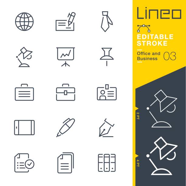 Lineo Editable Stroke - Office and Business outline icons Vector Icons - Adjust stroke weight - Expand to any size - Change to any colour office symbols stock illustrations