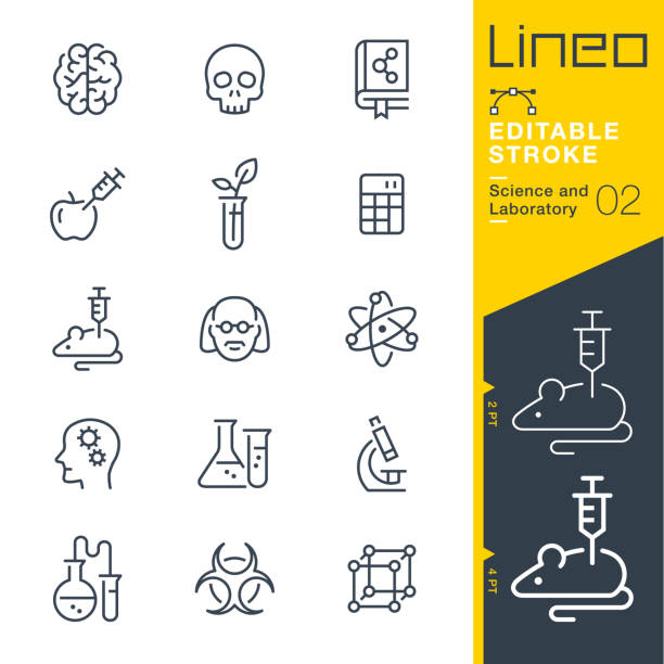 Lineo Editable Stroke - Science and Laboratory line icons Vector Icons - Adjust stroke weight - Expand to any size - Change to any colour brain symbols stock illustrations