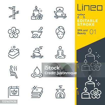 istock Lineo Editable Stroke - SPA and Beauty line icons 1331621436