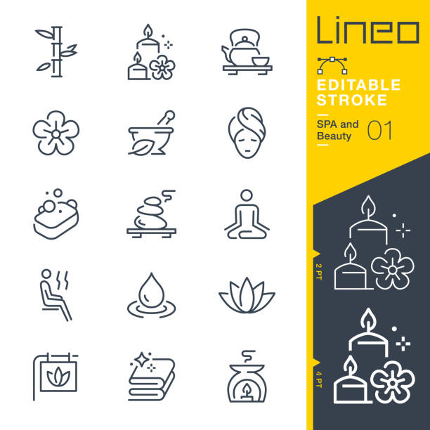Lineo Editable Stroke - SPA and Beauty line icons Vector Icons - Adjust stroke weight - Expand to any size - Change to any colour beauty icons stock illustrations