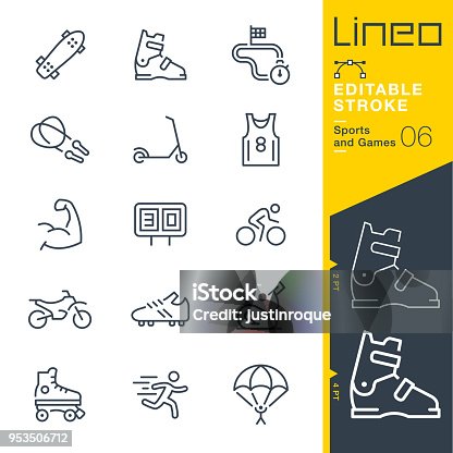 istock Lineo Editable Stroke - Sports and Games line icons 953506712