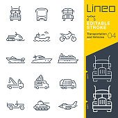 istock Lineo Editable Stroke - Transportation and Vehicles outline icons 1205038235