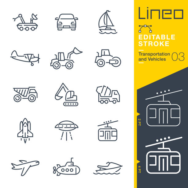 Lineo Editable Stroke - Transportation and Vehicles outline icons Vector icons - Adjust stroke weight - Expand to any size - Change to any colour car symbols stock illustrations