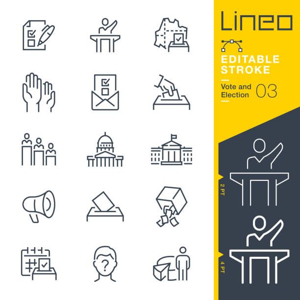 lineo editable stroke - vote and election line icons - hükümet stock illustrations