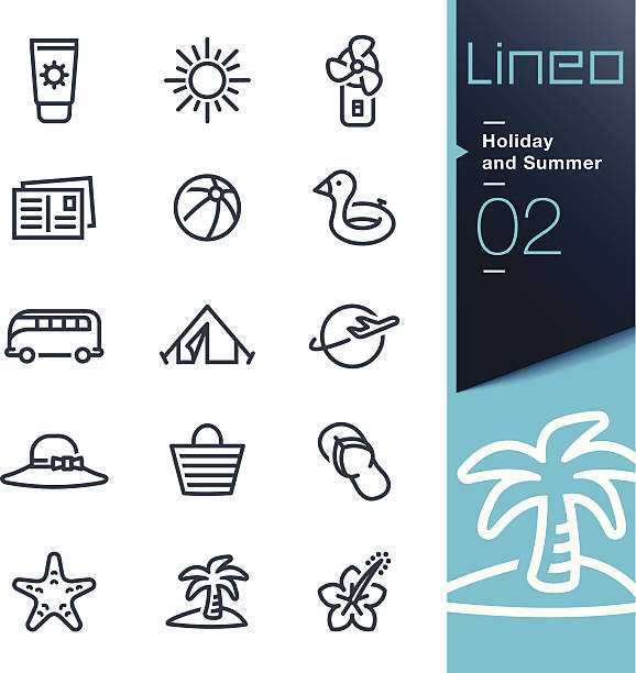 Lineo - Holiday and Summer outline icons Vector illustration, Each icon is easy to colorize and can be used at any size.  mini fan stock illustrations