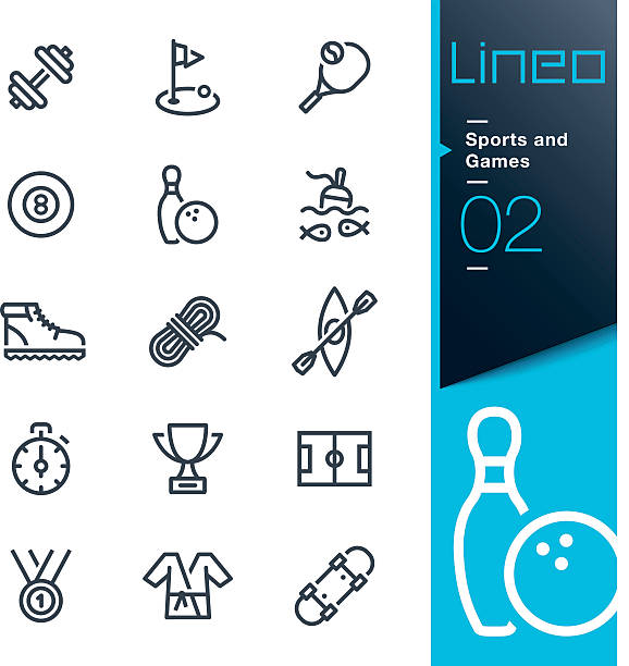 Lineo - Sports and Games line icons Vector illustration, Each icon is easy to colorize and can be used at any size.  mountain climber exercise stock illustrations