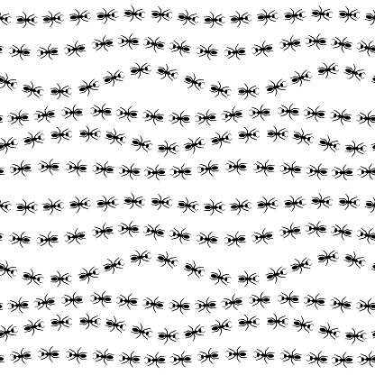 Lines Of Black Ants Seamless Pattern