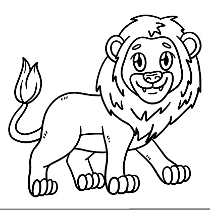 Lion Animal Isolated Coloring Page for Kids