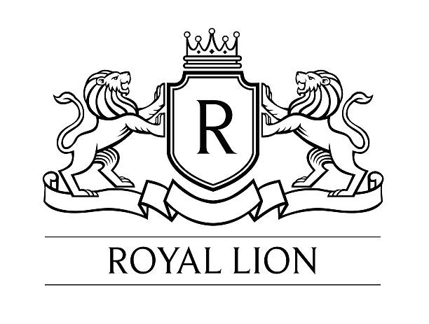 Lion crest Lion crest, heraldry lions lion feline stock illustrations