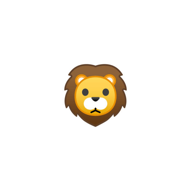 лицо льва изолированные реалистичные вектор значок. король лев глава иллюстрация emoji, смайлик, наклейка значок - смотреть в объектив stock illustrations