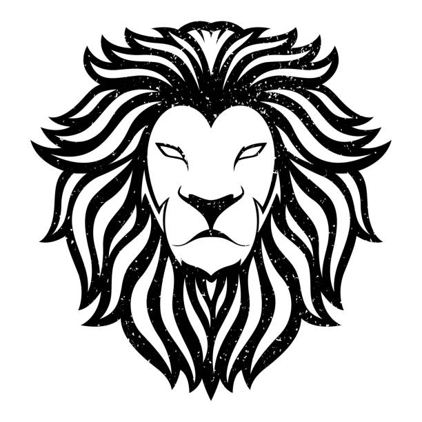 ilustrações de stock, clip art, desenhos animados e ícones de lion head logo vector. animal mascot. vector illustration. grunge distressed effect - lion