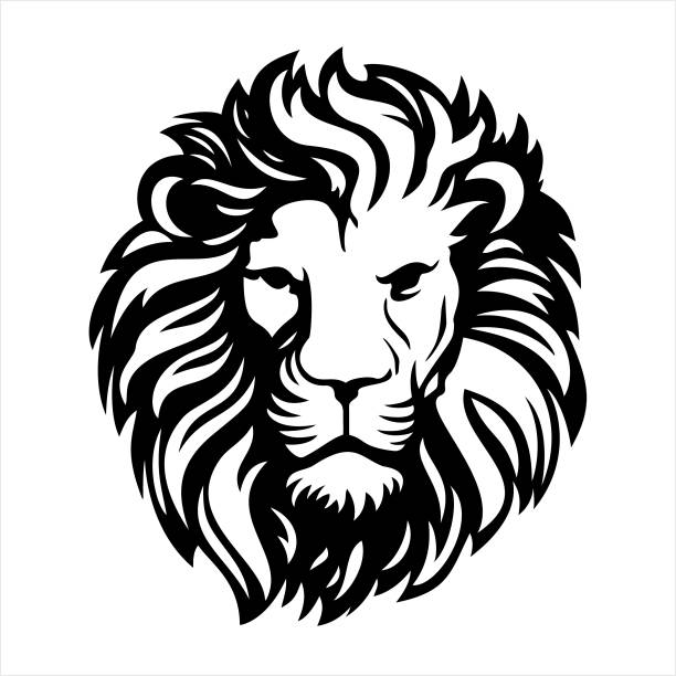 Lion Head Lion Head , Lion Roar Icon lion feline stock illustrations