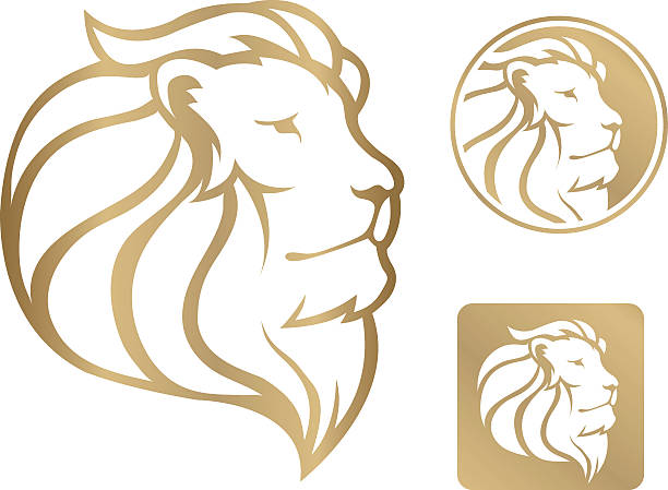 Lion head Lion head, animal head lion face stock illustrations