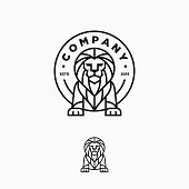 Lion Line Art Design Illustration Vector Template. Suitable for Creative Industry, Multimedia, entertainment, Educations, Shop, and any related business