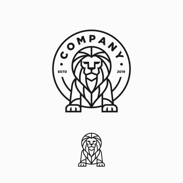 ilustrações de stock, clip art, desenhos animados e ícones de lion line art design illustration vector template - lion