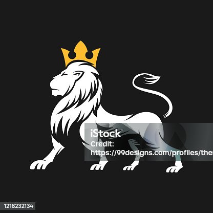 istock Lion Logo Vector Design Illustrator. Vintage Luxury Lion Head Logo Design Template. Abstract Lion Shield Logo Vector Design 1218232134